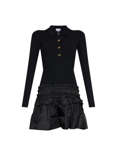 GANNI Melange Rib Knit Mini Dress