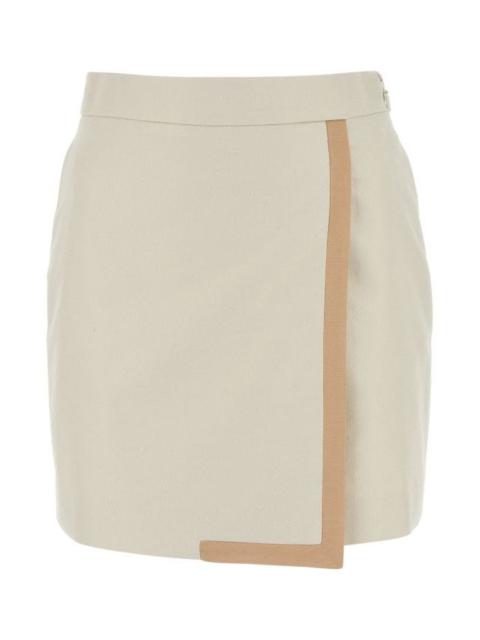 Fendi Woman Ivory Canvas Mini Skirt