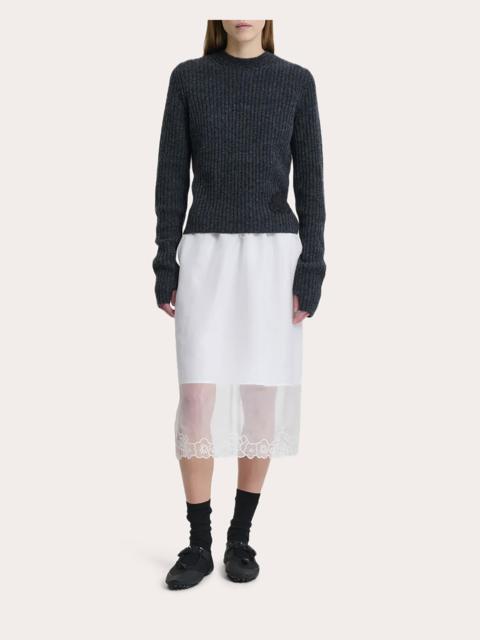 CECILIE BAHNSEN Blas Floral Appliqué Wool Crewneck Sweater