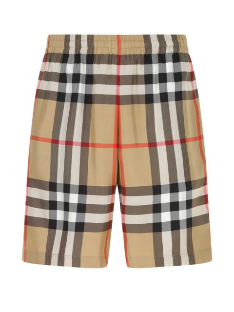 Burberry Men Embroidered Silk Bermuda Shorts