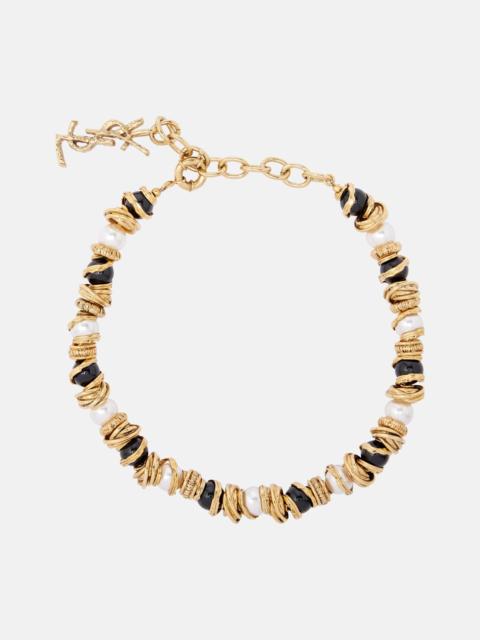 SAINT LAURENT Loulou embellished necklace
