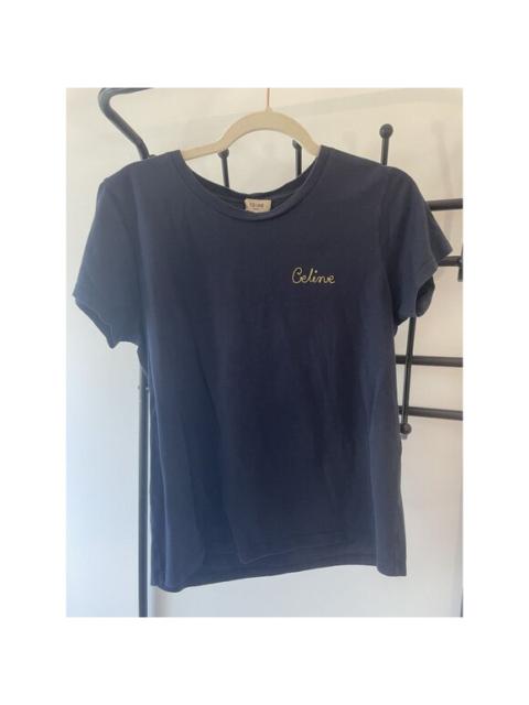 CELINE Celine Navy Blue Logo T-Shirt Womens L 100% Cotton