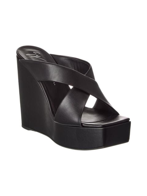Giuseppe Zanotti Giuseppe Zanotti Zanilla 90 Leather Wedge Sandal