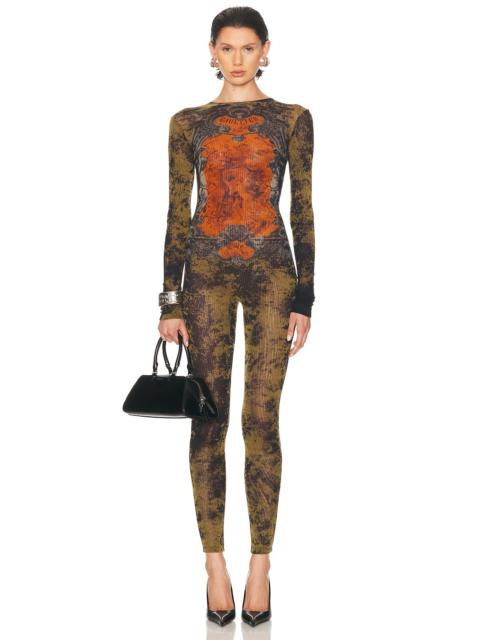 Jean Paul Gaultier M?daillon Mesh Printed Catsuit