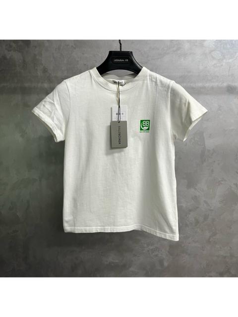 BALENCIAGA Balenciaga White Short-Sleeve T-Shirt with Logo Lettering Print