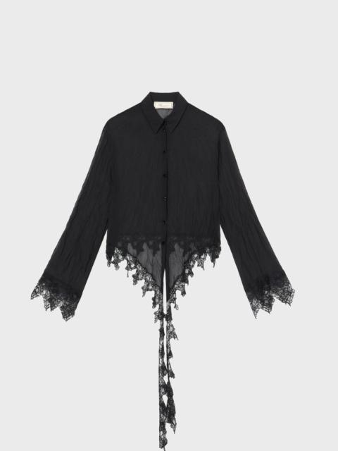 Blumarine CHIFFON SHIRT WITH LACE FLOUNCE