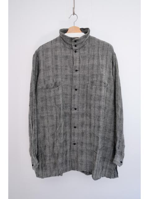 Yohji Yamamoto Earliest Era [1981-85] Wool Jacquard Stand Collar Shirt