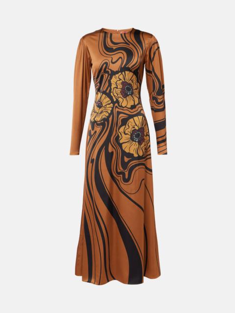 La DoubleJ Clingy Swing floral satin maxi dress