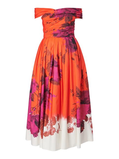 Erdem Off-The-Shoulder Faille Midi Dress red