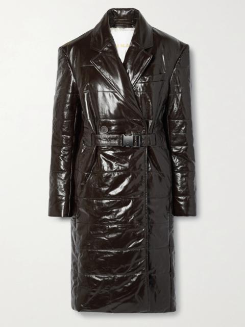 REMAIN Birger Christensen Gia Double-breasted Quilted Padded Patent-leather Coat