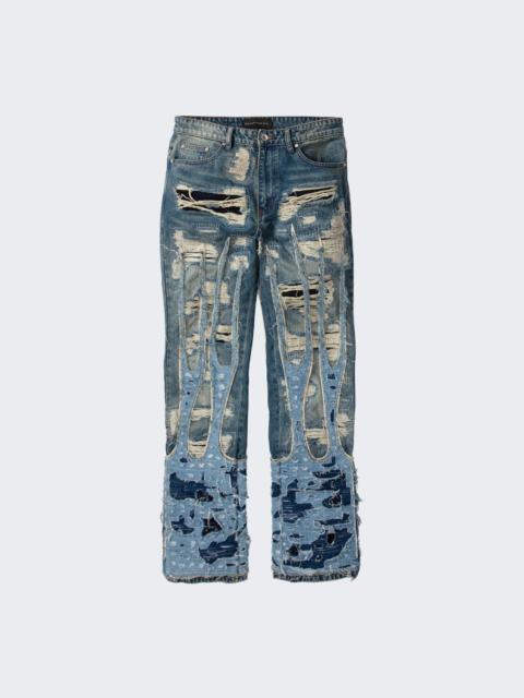 WHO DECIDES WAR Flame Boro Denim Jeans Blue