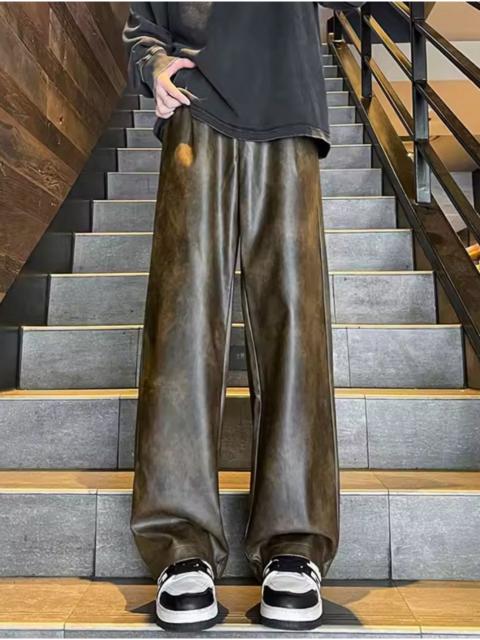 Other Designers Japanese Brand - Premium PU Leather Wide-Leg Pants - Trendy, Comfortable