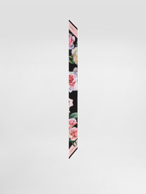 Dolce & Gabbana Twill headscarf with peony and rose print (6x100)