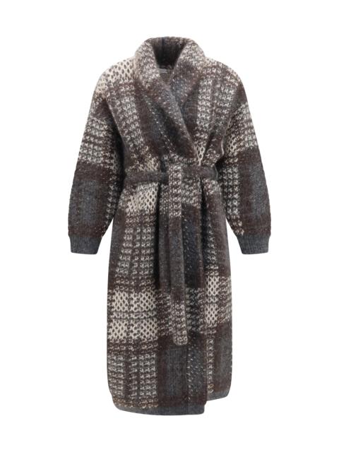Brunello Cucinelli Brunello Cucinelli Women Macrocheck Mohair Blend Coat With Belt