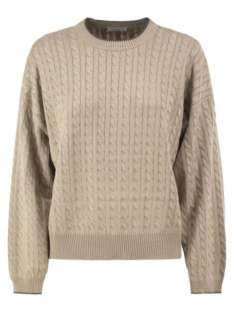 Brunello Cucinelli Brunello Cucinelli Women Cable-Knit Crew Neck Jumper With Shimmering Yarn