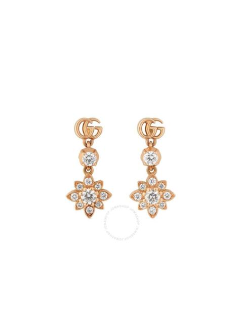 GUCCI Gucci Flora Rose Gold Drop Earrings with diamonds 0.29ct