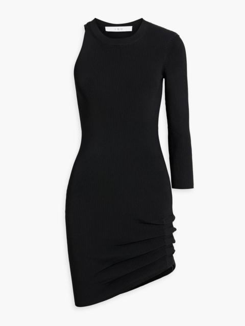 Other Designers Aurora one-sleeve ruched ribbed-knit mini dress