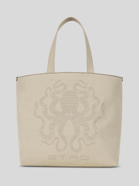 Etro MAXI TOTE BAG WITH OCTOPUS EMBROIDERY