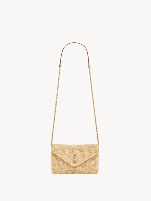SAINT LAURENT CASSANDRE CHAIN POUCH IN RAFFIA