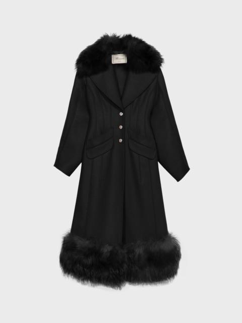 Blumarine WOOL COAT WITH FUR