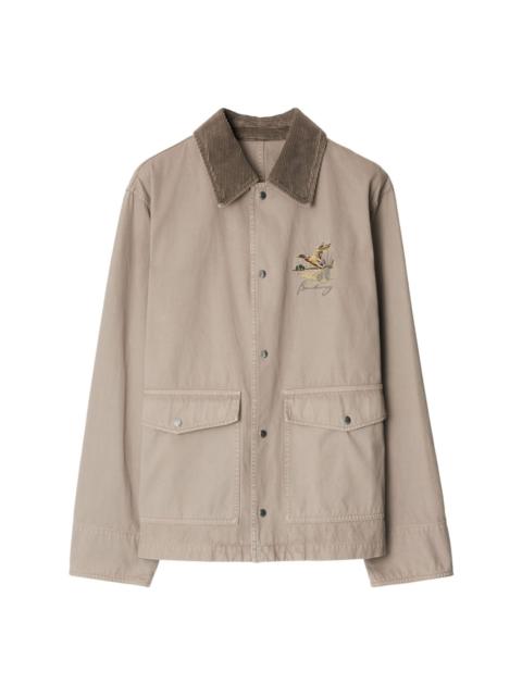 motif-embroidered shirt jacket