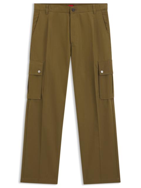 HUGO SLIM-FIT CARGO TROUSERS IN MERCERIZED COTTON