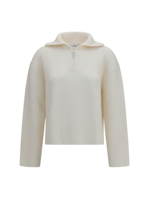 courrèges Courrèges Ribbed Zip Sweater Heritage White