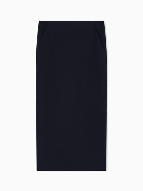 GIORGIO ARMANI STRETCH, WOOL CRÊPE MIDI SKIRT