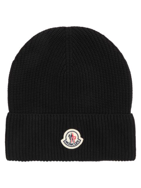 Moncler Moncler Logo Ribbed Cotton Beanie