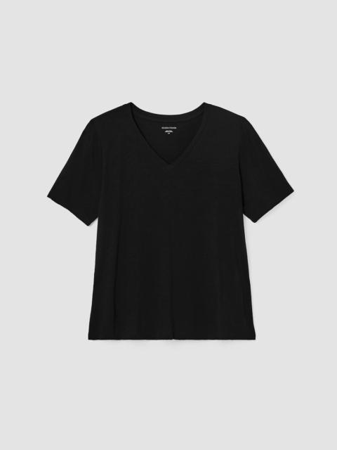 EILEEN FISHER Organic Cotton Slubby Jersey V-Neck Tee