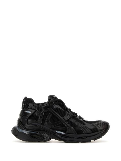 BALENCIAGA Black mesh and rubber Runner LED sneakers