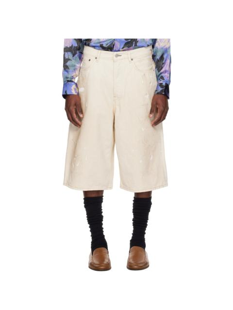 Acne Studios Off-White Distressed Denim Shorts