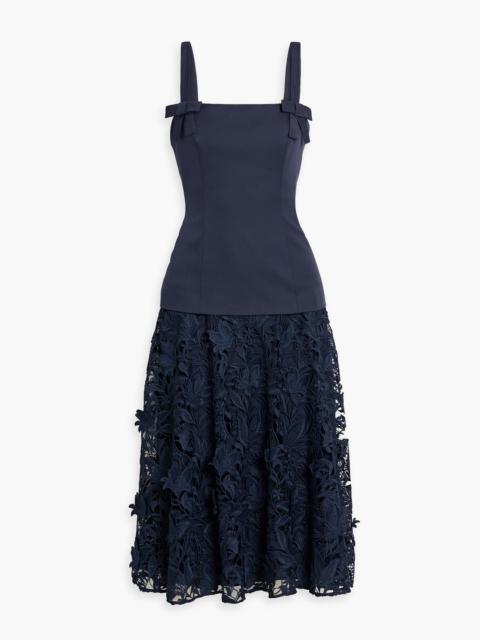 Other Designers Guipure lace and twill midi dress