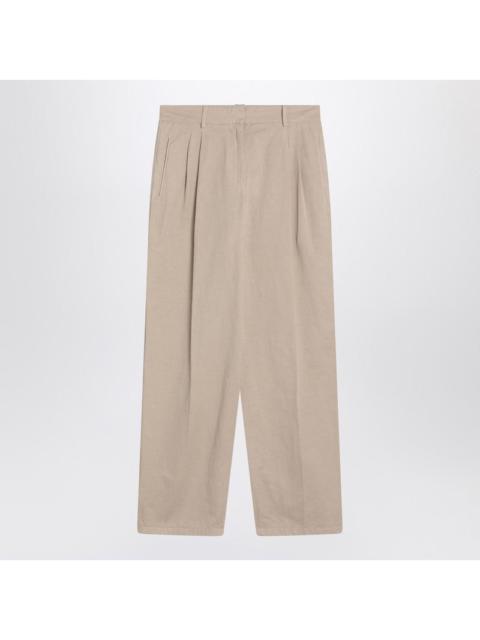 The Row The Row Lilas light khaki cotton and linen trousers