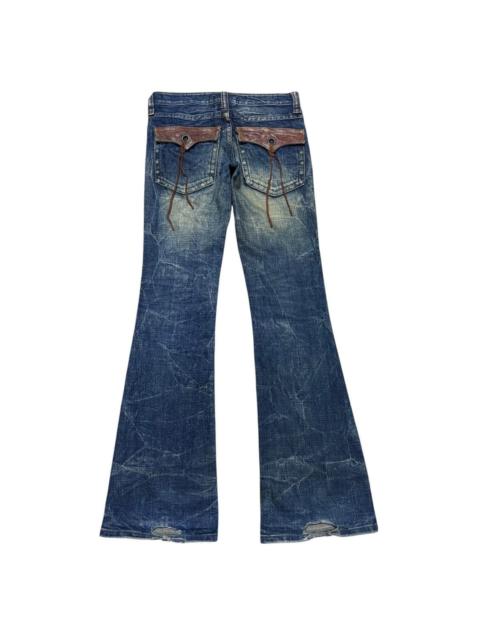 Other Designers Cook Jeans Low Rise Denim Super Flare Jeans Leather FlapLac
