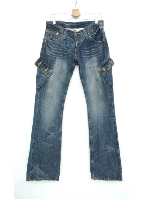 Other Designers Distressed Denim - 🎌Vintage DAILY NEWS Japan Distressed Flared Cargo Jeans