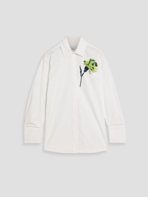Erdem Embroidered cotton-poplin shirt