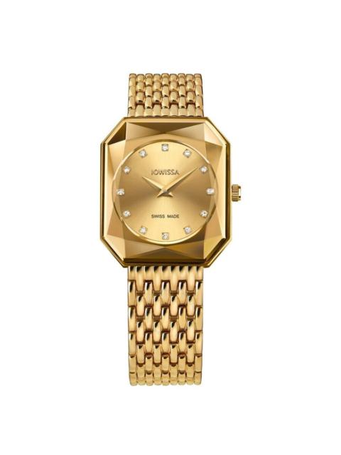 Jowissa - Jowissa Facet Radiant Quartz Crystal Gold Dial Ladies Watch J8.079.M