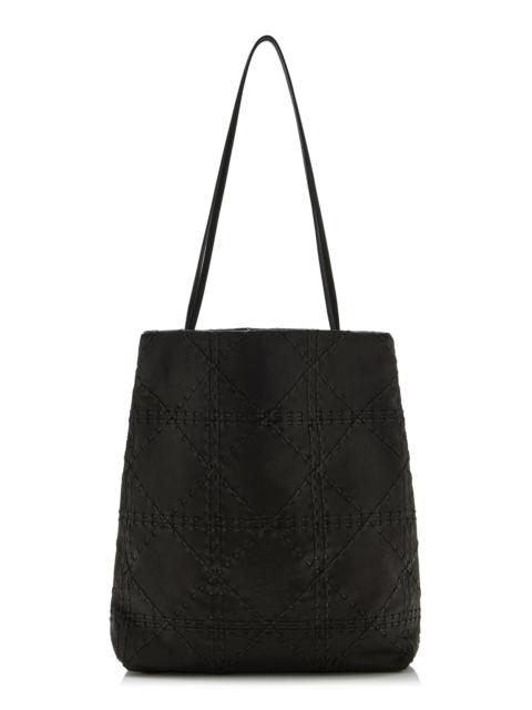 The Row Lilou Embroidered Leather Tote Bag black