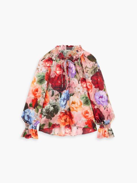 Alice + Olivia Norah floral-print cotton and silk-blend blouse