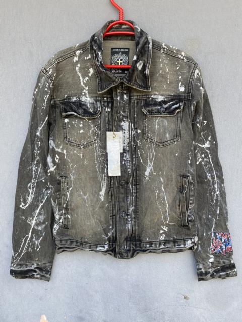Other Designers Distressed Denim - NOS MIDAS RIOT X LYNRD SKYNRD PAINTED DENIM JACKET