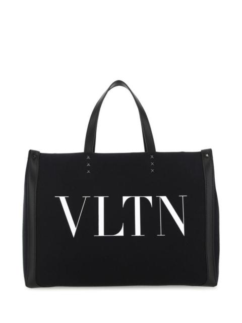 Valentino Garavani Vlogo Signature Tote Bag in Green Leather and Canva