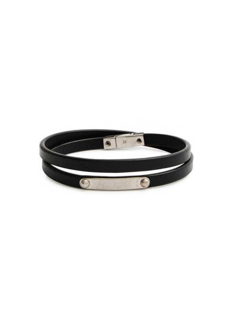 SAINT LAURENT Saint Laurent Logo Leather Double-wrap Bracelet