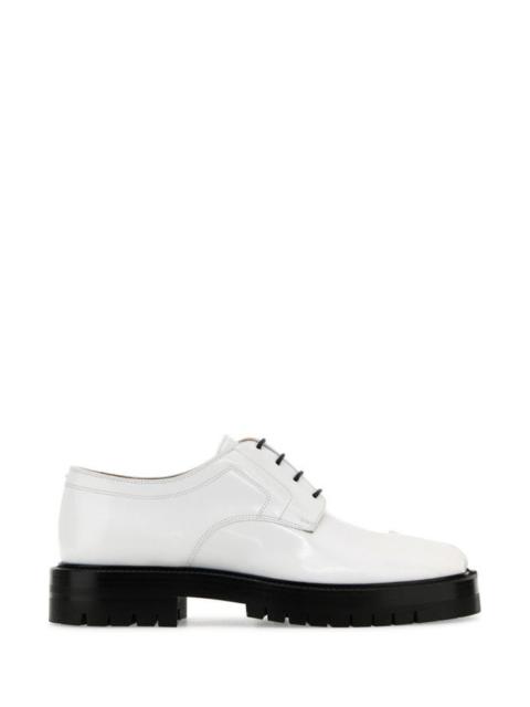 Maison Margiela Man White Leather Tabi Lace-Up Shoes