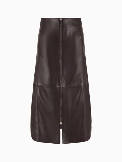 GIORGIO ARMANI NAPPA LEATHER MIDI SKIRT