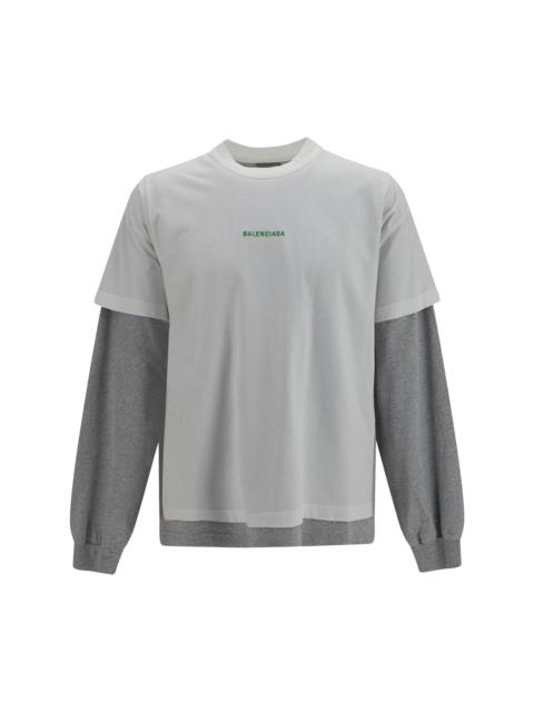 BALENCIAGA Balenciaga Double-sleeve Cotton T-shirt White/Apple Green