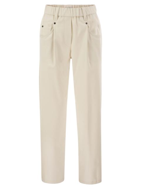 Brunello Cucinelli Brunello Cucinelli Women Baggy Trousers In Stretch Cotton Cover-Up With Shiny Bartack