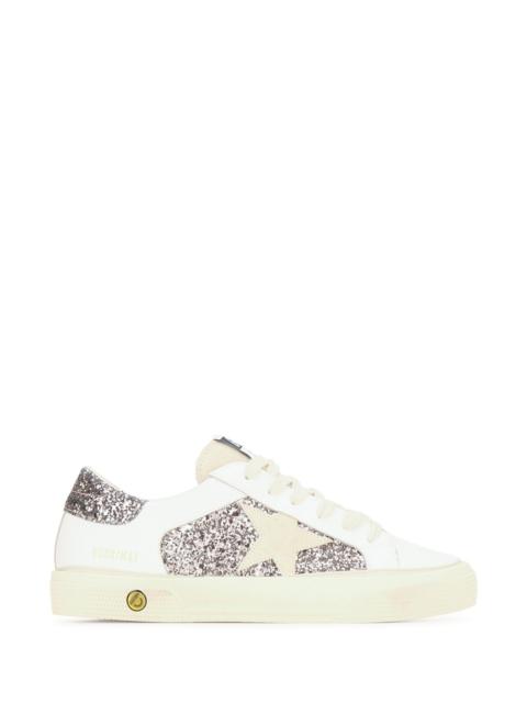 Golden Goose Golden Goose Deluxe Brand Women May Leather And Glitter Upper Suede Star Glitter H