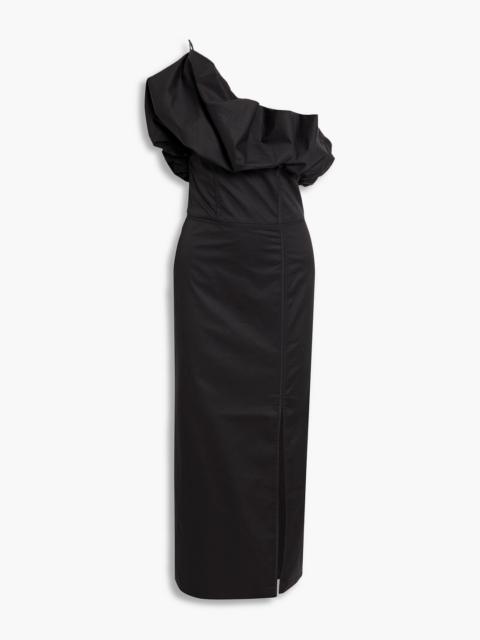 Johanna Ortiz Noche Habanera one-shoulder cotton-blend poplin midi dress