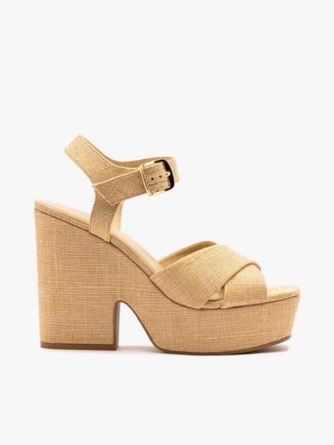 Larroudé Cher Sandal In Beige Raffia